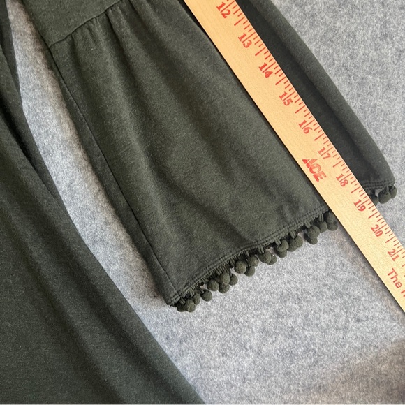 JOHNNY WAS CALME Fluted Sleeve Pom Pom Trim Swing Dress Green Size Medium - Picture 7 of 9